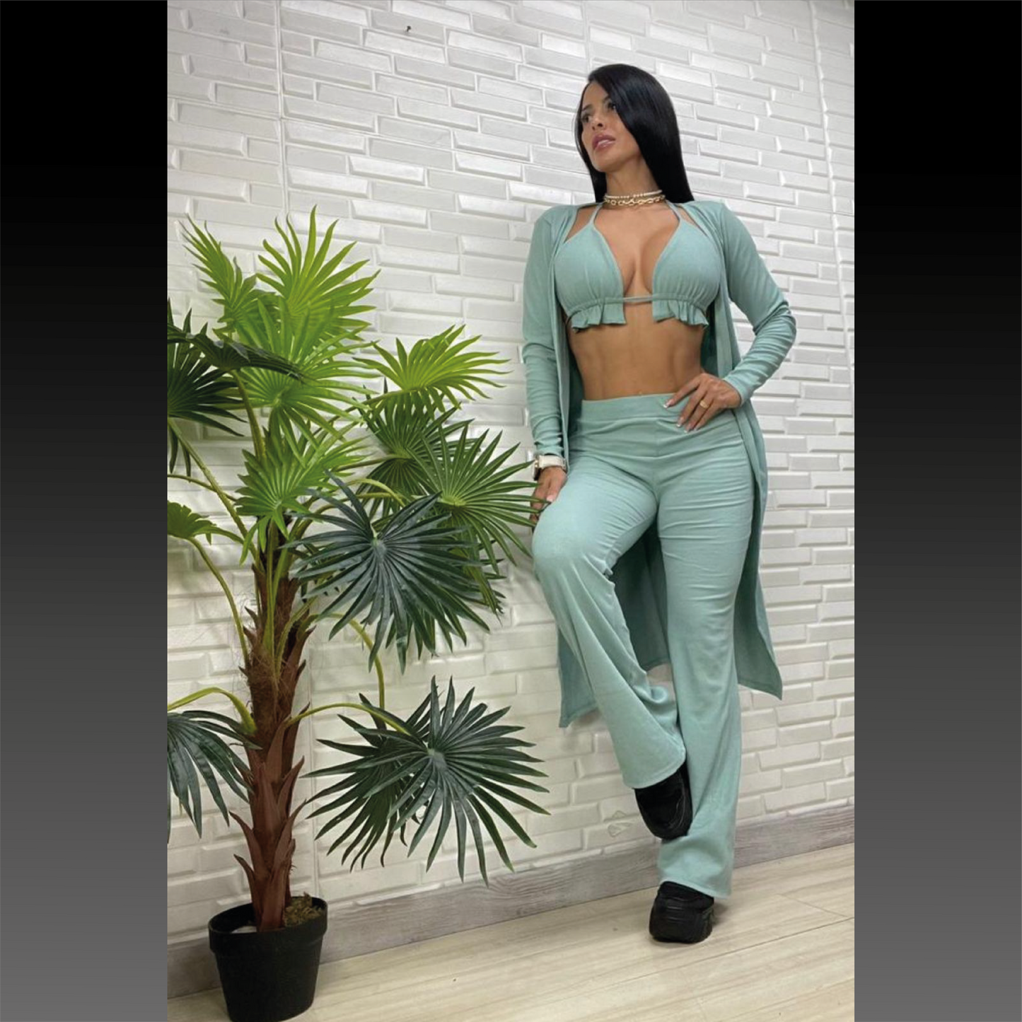 CONJUNTO TRIO TOP RECOJIDO AMARRAR